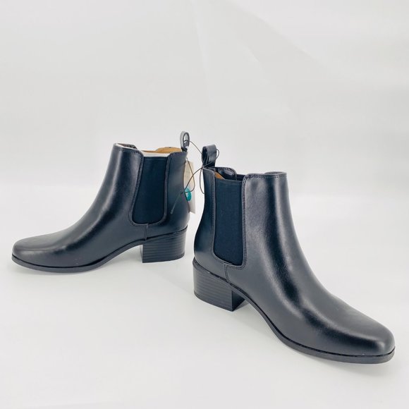 A New Day Womens Black Ellie Chelsea Boots Faux Leather 8 Moto Streetwear Biker - Picture 4 of 8